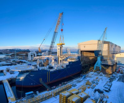 Yno 322 launch from the dock hall at Ulstein Verft 8 ex