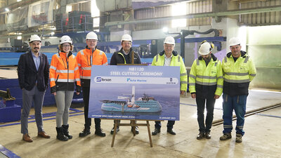 Steel cutting ceremony Acta Marine first CSOV of ULSTEIN SX216 design