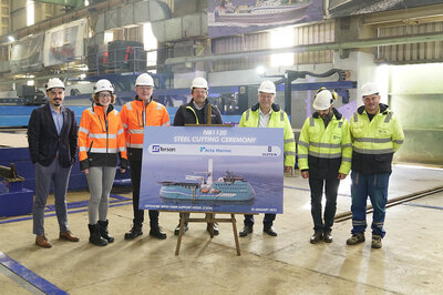 Steel cutting ceremony Acta Marine first CSOV of ULSTEIN SX216 design