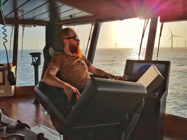 Enjoying the silence: Hard rock vocalist, and senior DP Operator, Matthias Giebichenstein on the SOV vessel Windea La Cour.