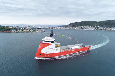 Energy Empress on departure from Ålesund to Geiranger for her naming ceremony.