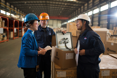 Ulstein equipment delivery being handed over to shipowner representatives in China.