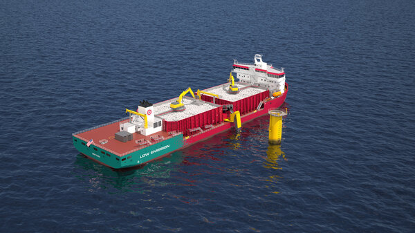 The Great Lakes Dredge & Dock (GLDD) rock installation vessel for the US offshore wind industry.