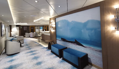 Part of the assembly station and bar lounge.