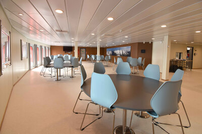 Modern and spacious galley on the Nexans Aurora. Photo: Rovde Møbel & Design