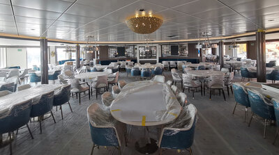 The panorama restaurant on the Ocean Victory.