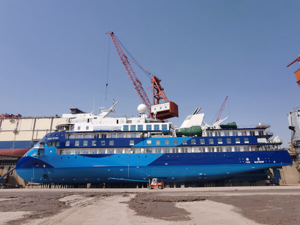 The Ocean Victory getting prepared for delivery.