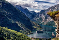 A Geiranger view, this Norwegian UNESCO fjord is much visited by cruise vessels.