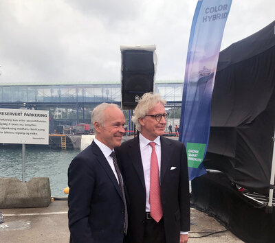 Minister of Education and Integration Jan Tore Sanner together with Color Line owner Olav Nils Sunde.