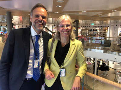 Ulstein Group deputy CEO Tore Ulstein and CEO Gunvor Ulstein in the aft shop.
