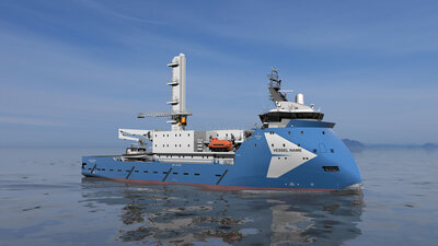 An SOV vessel converted from a PX121 platform supply vessel.