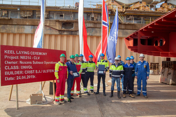 Keel Laying ceremony of the Cable Laying Vessel 'Nexans Aurora'.