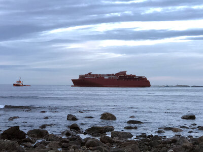 The hull of the 'Color Hybrid' shortly before arriving Ulstein Verft.