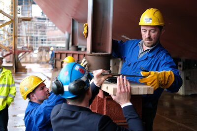 Keel laying ceremony on 'Color Hybrid', photo by Martine Haugland.
