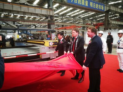 Preparations for the steel cutting ceremony,