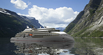 A CX111 exploration cruise vessel, here seen in the Geiranger fjord.