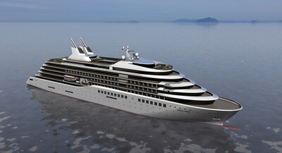 An Ulstein designed Cruise Ship with a bulbous bow.