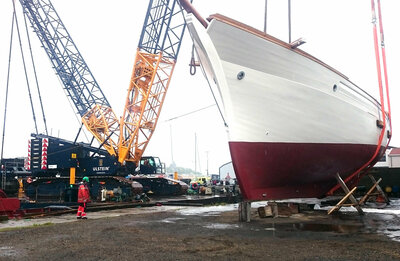 The schooner IDEAL prior to launching