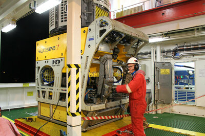 Work ROV about to be deployed.