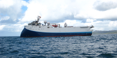 The seismic survey vessel 'WG-Columbus' of the ULSTEIN SX124 design.