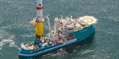 Acta Centaurus, an offshore wind vessel delivery by Ulstein. Photo: Flying Focus.