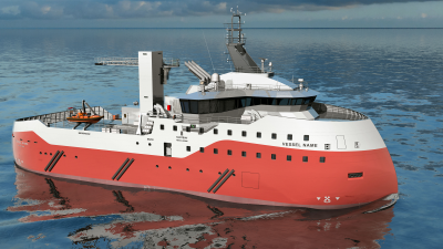 An Ulstein SX234 vessel for wind farm operation