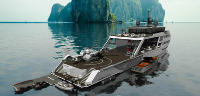 An Ulstein CX135 Yacht Support with Tender