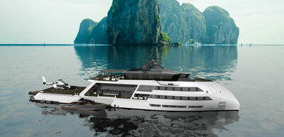 Ulstein CX135 Yacht Support Tender with helicopter deck and hangar