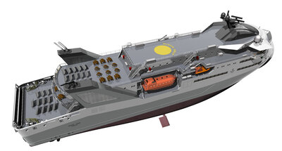 Aerial view of the RX102 RoPax design.